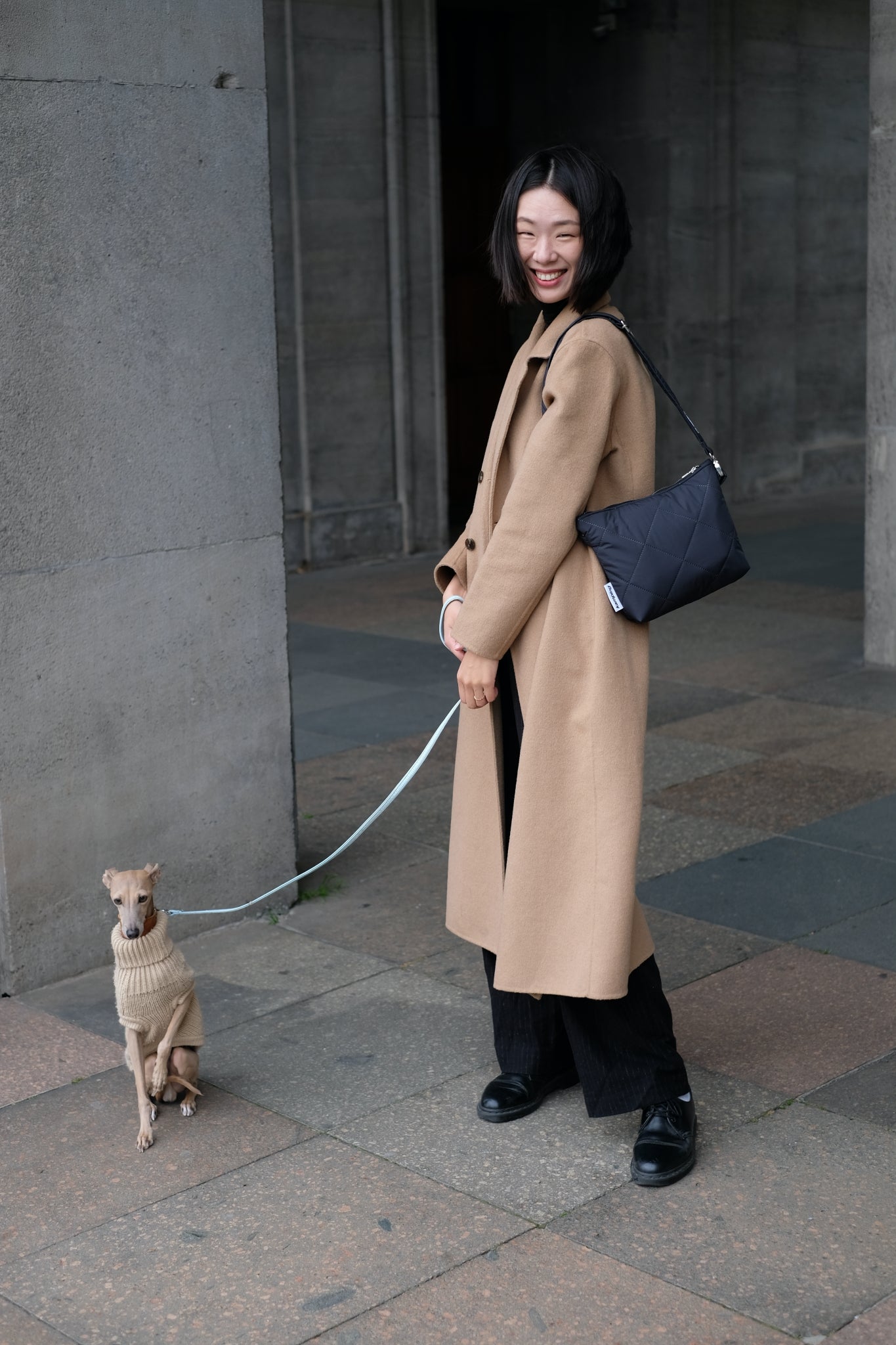 City-Kamp Gesteppte Bauchtasche - Schwarz-Anthrazit