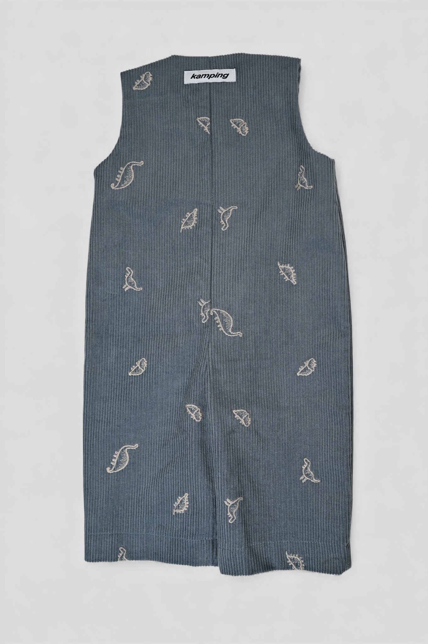 Kamping Studios Baby Overall und Strampler aus Cord mit Dinosauriern, Produktfoto, Rueckseite