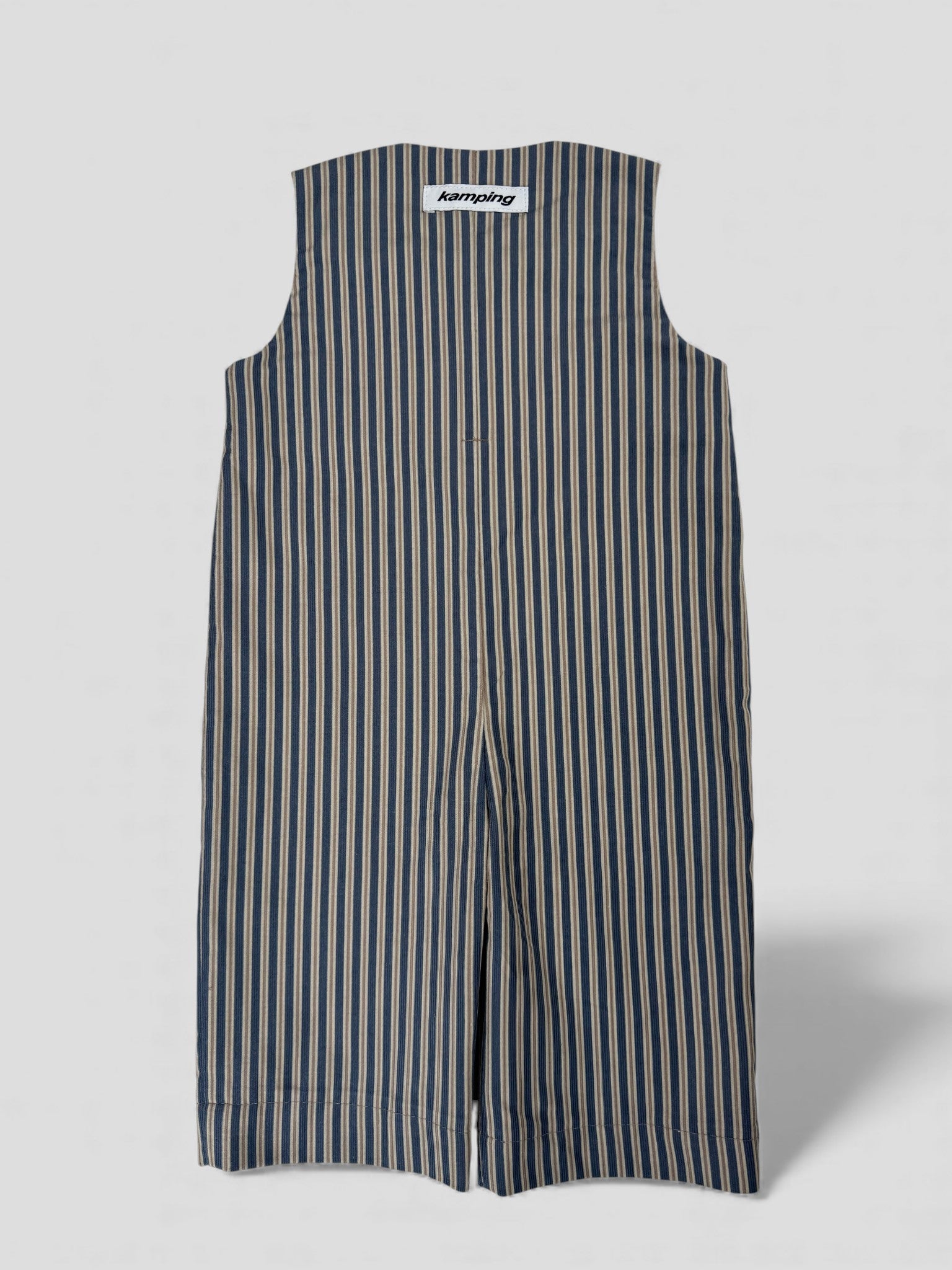 Kamping Studios Baby Overall und Strampler aus Cord, gestreift beige-blau, Produktfoto, Rueckseite