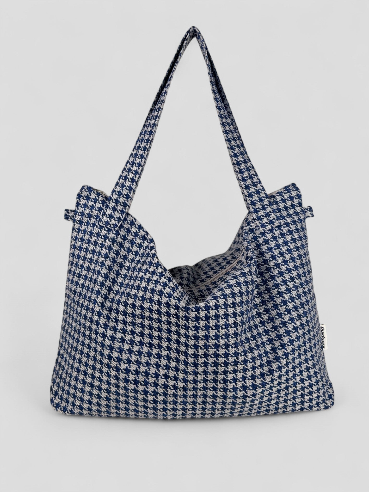 kamping studios mombag und weekender in blau-kariert, Produktfoto Rueckseite