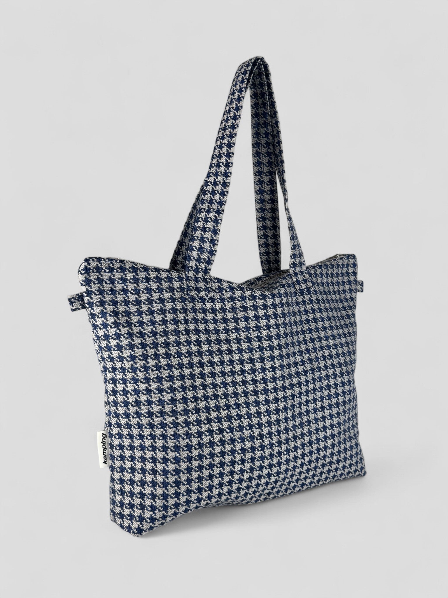 Kamping Studios Shopper blau-kariert, Produktfoto, Seitenansicht