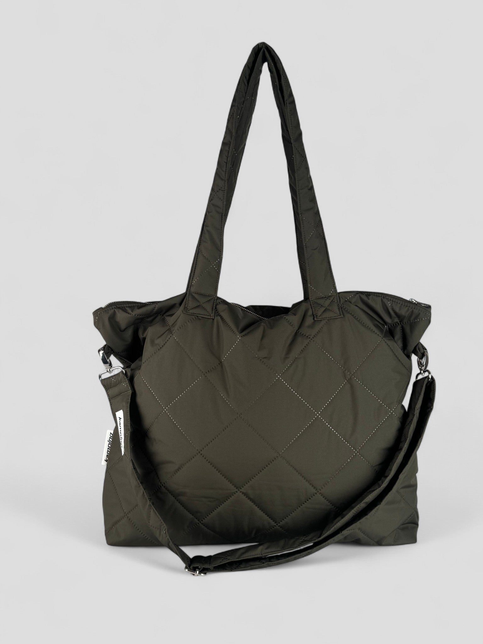 Kamping Studios Shopper,olive-gruen, Produktfoto mit Gurt, Vorderansicht