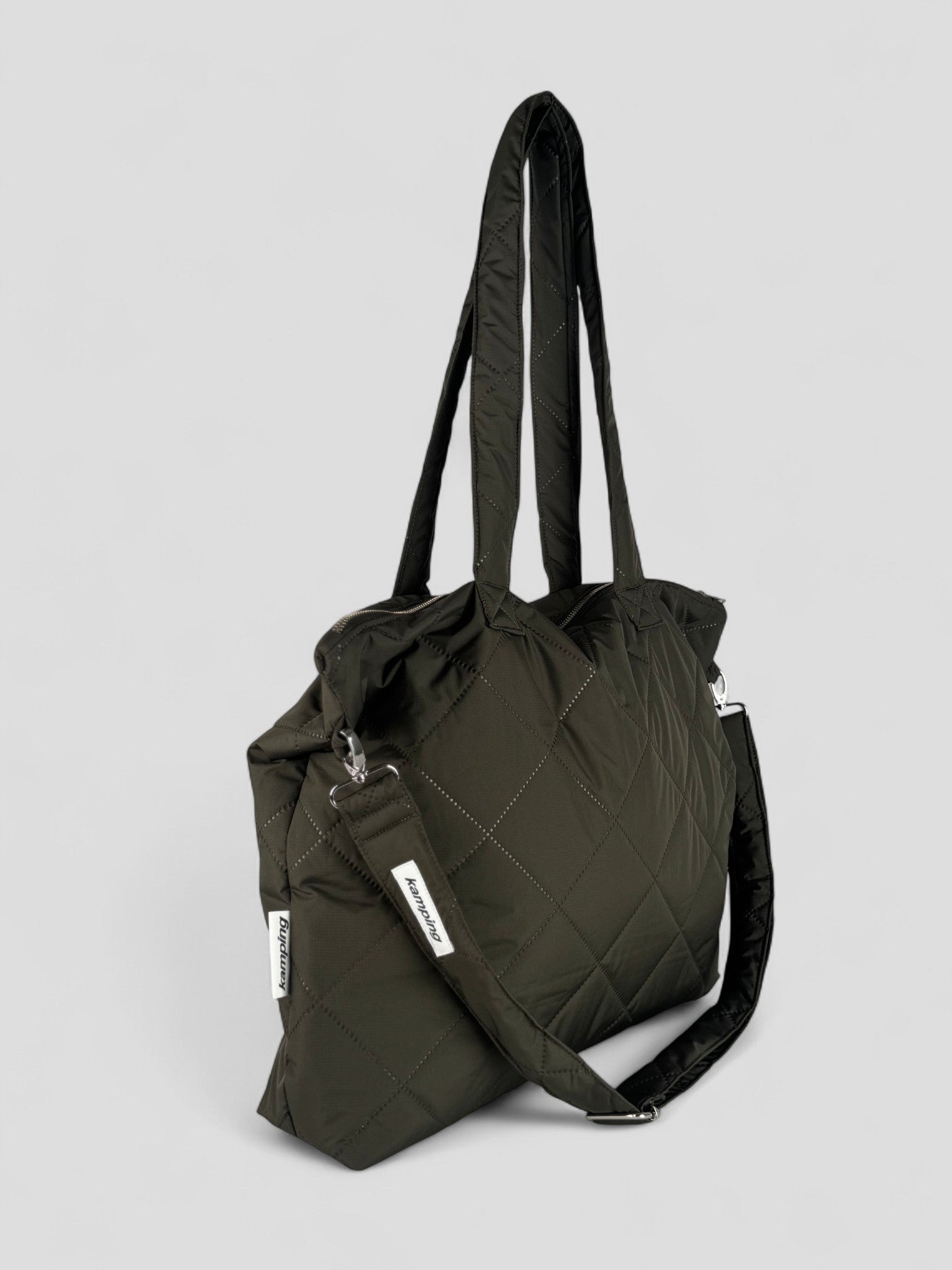 Kamping Studios Shopper,olive-gruen, Produktfoto mit Gurt, Seitenansicht