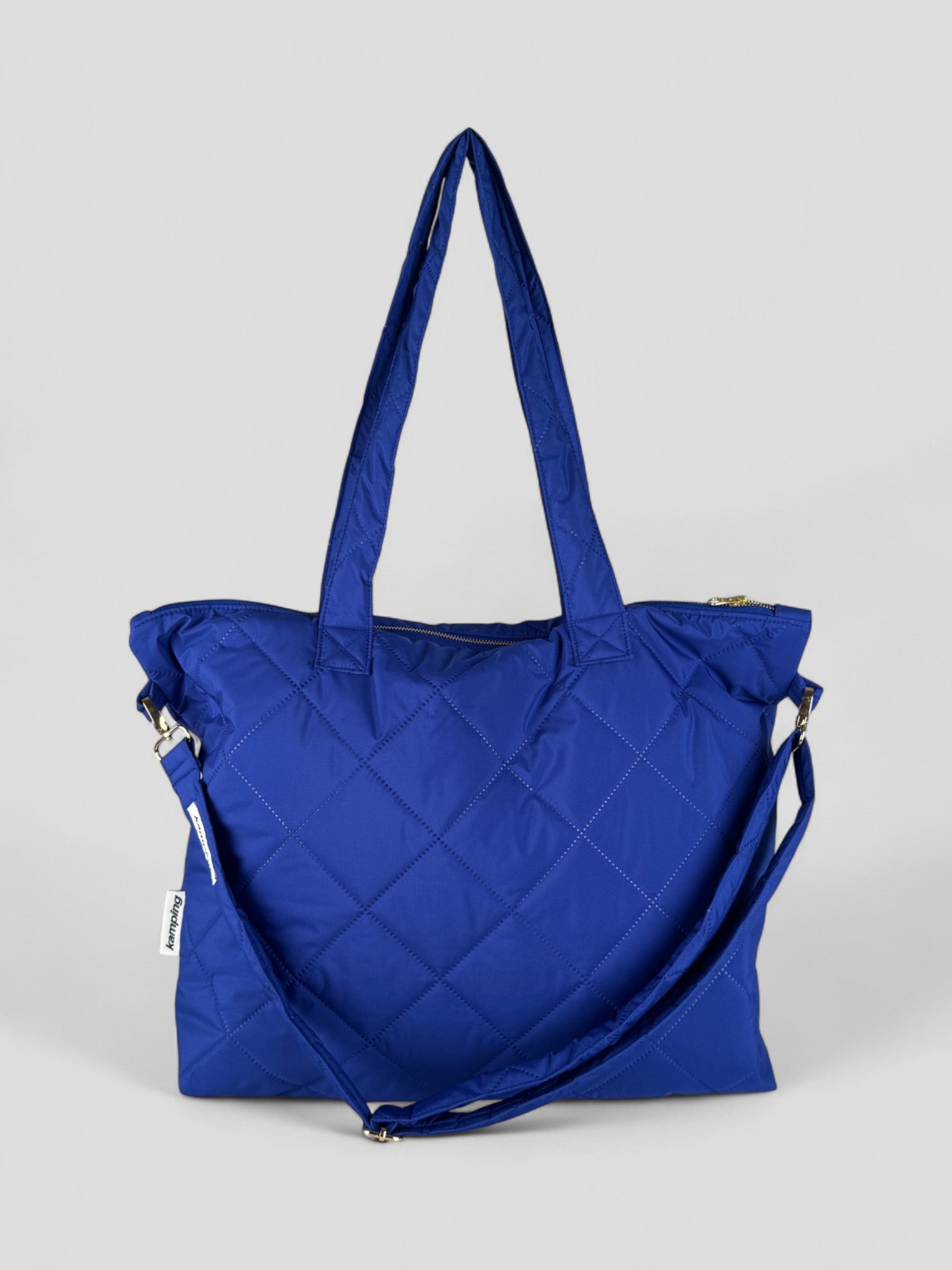 Kamping Studios Shopper in blau, Produktfoto mit Schultergurt, Vorderansicht