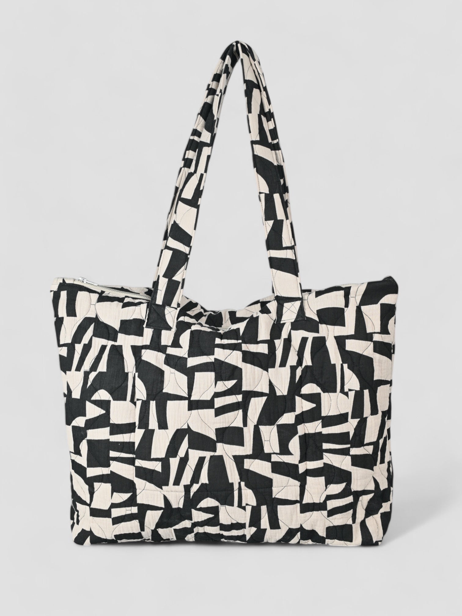 Shopper Musselin - Grafisch Schwarz/Beige